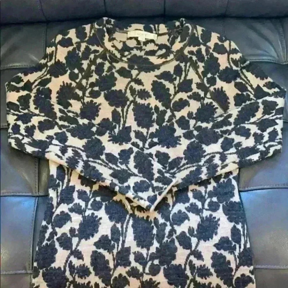 Loft Leaf Tan and Gray long Sleeve Sweater Dress S - Picture 3 of 10